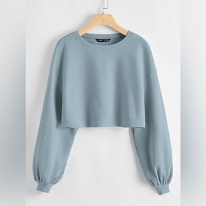 SHEIN EZwear Ribbed Drop Shoulder Cropped Tee